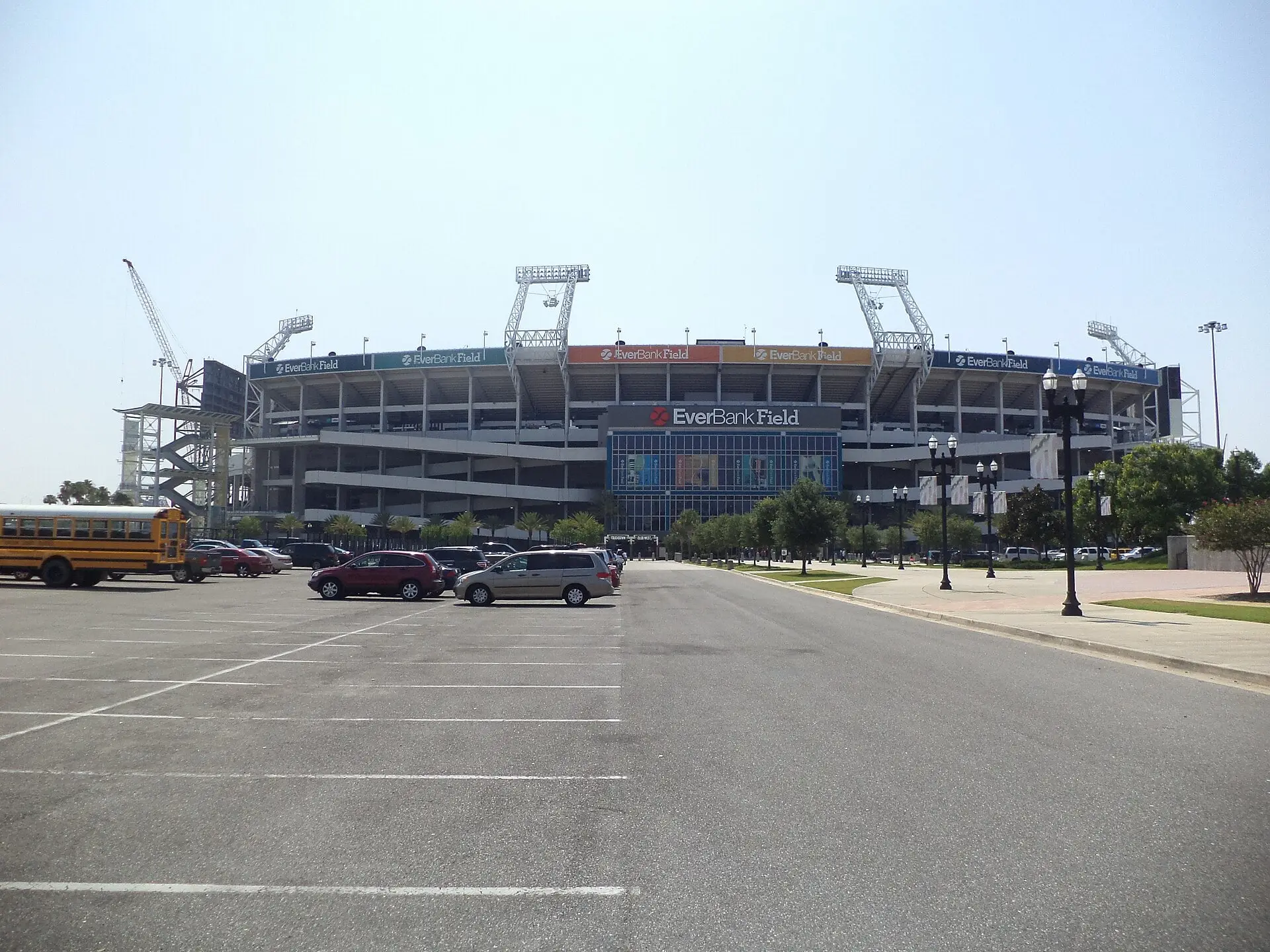 West side of EverBank Stadium and its approach in Jacksonville, photographed in 2014