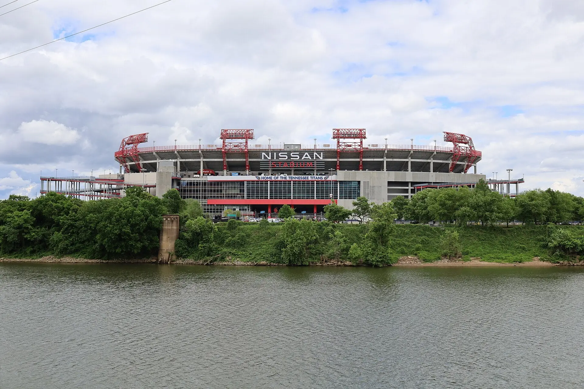 Exterior of Nissan Stadium on the east bank of the Cumberland River in Nashville, 2022