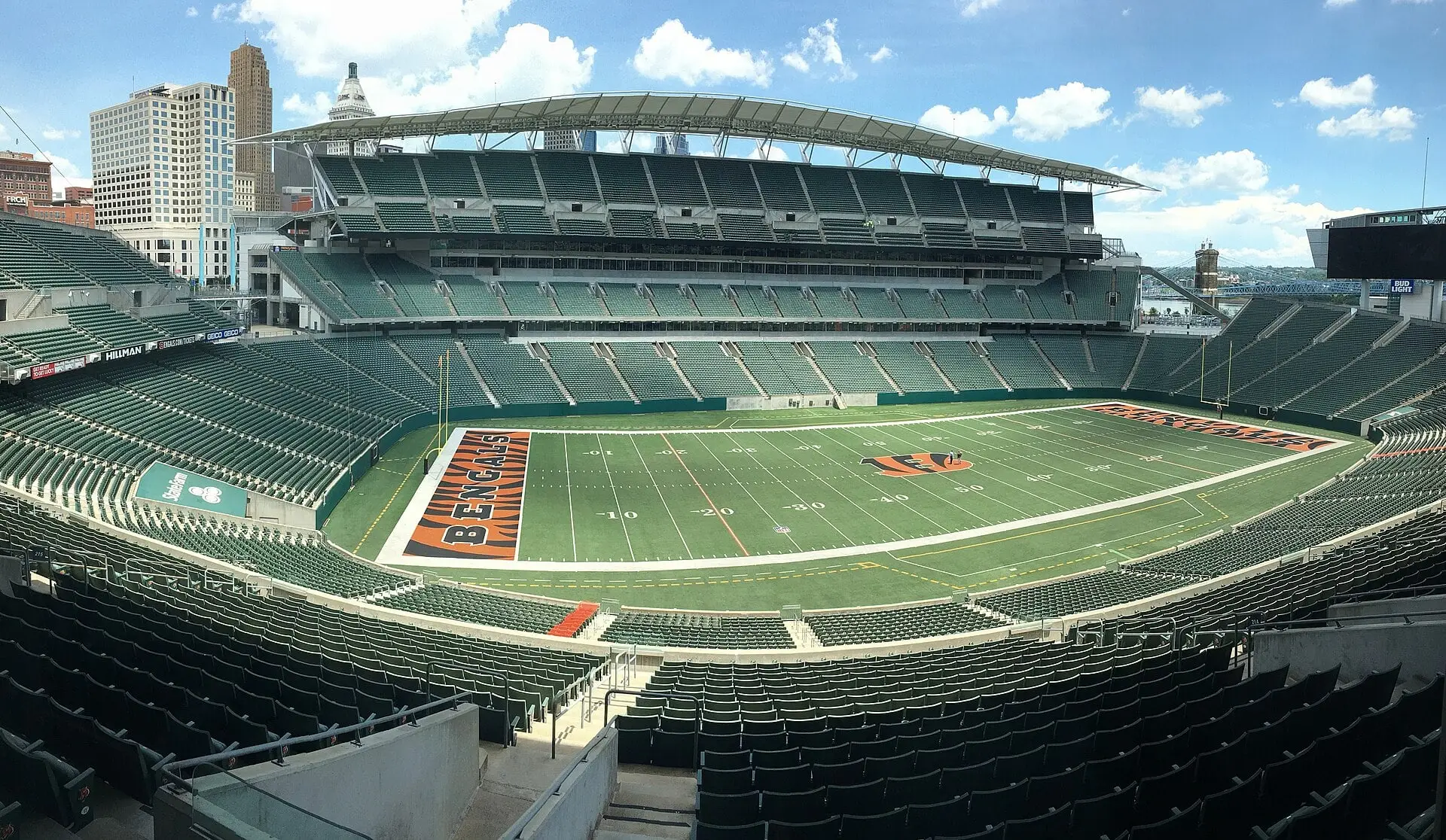 Interior seating bowl of Paycor Stadium, home of the Bengals, in 2017