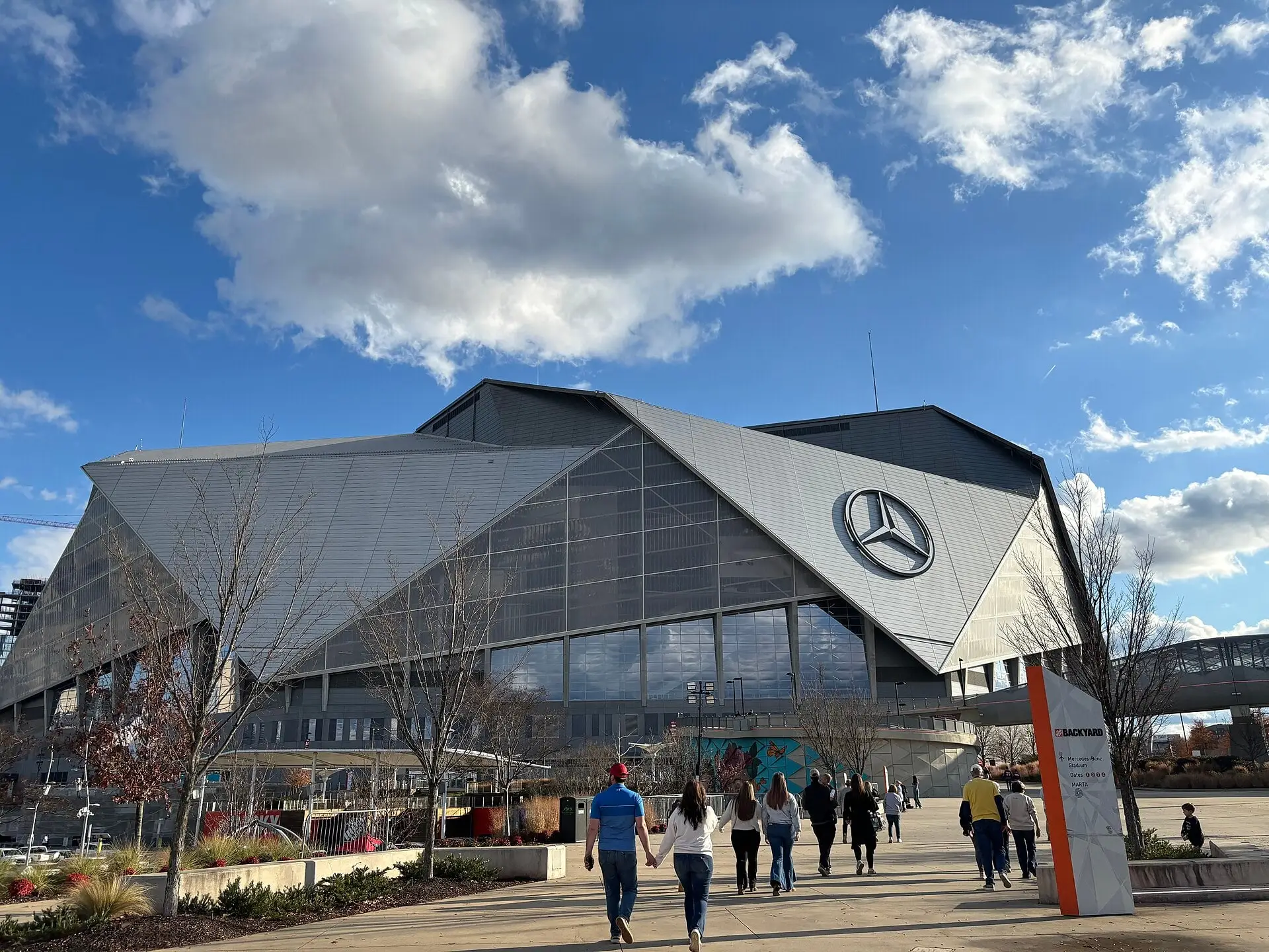 Exterior of Mercedes-Benz Stadium in Atlanta, photographed in December 2024