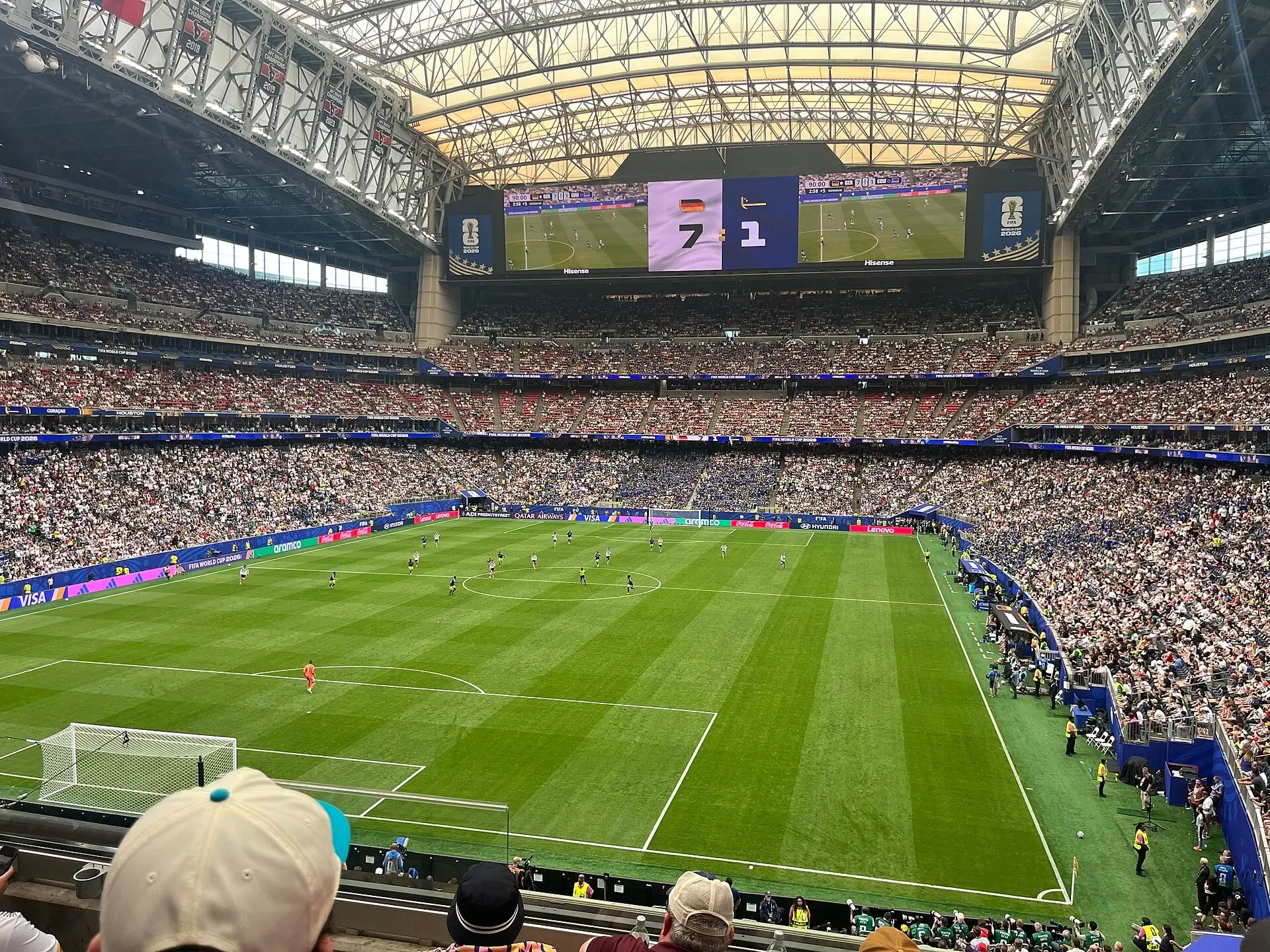 Inside the Houston stadium during the Germany vs Curacao match at the 2026 FIFA World Cup