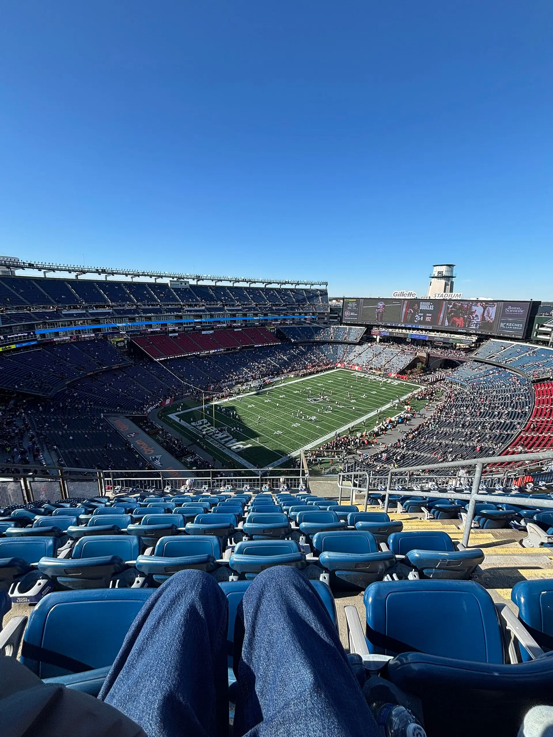 View from an upper-level seat at Gillette Stadium, November 2024