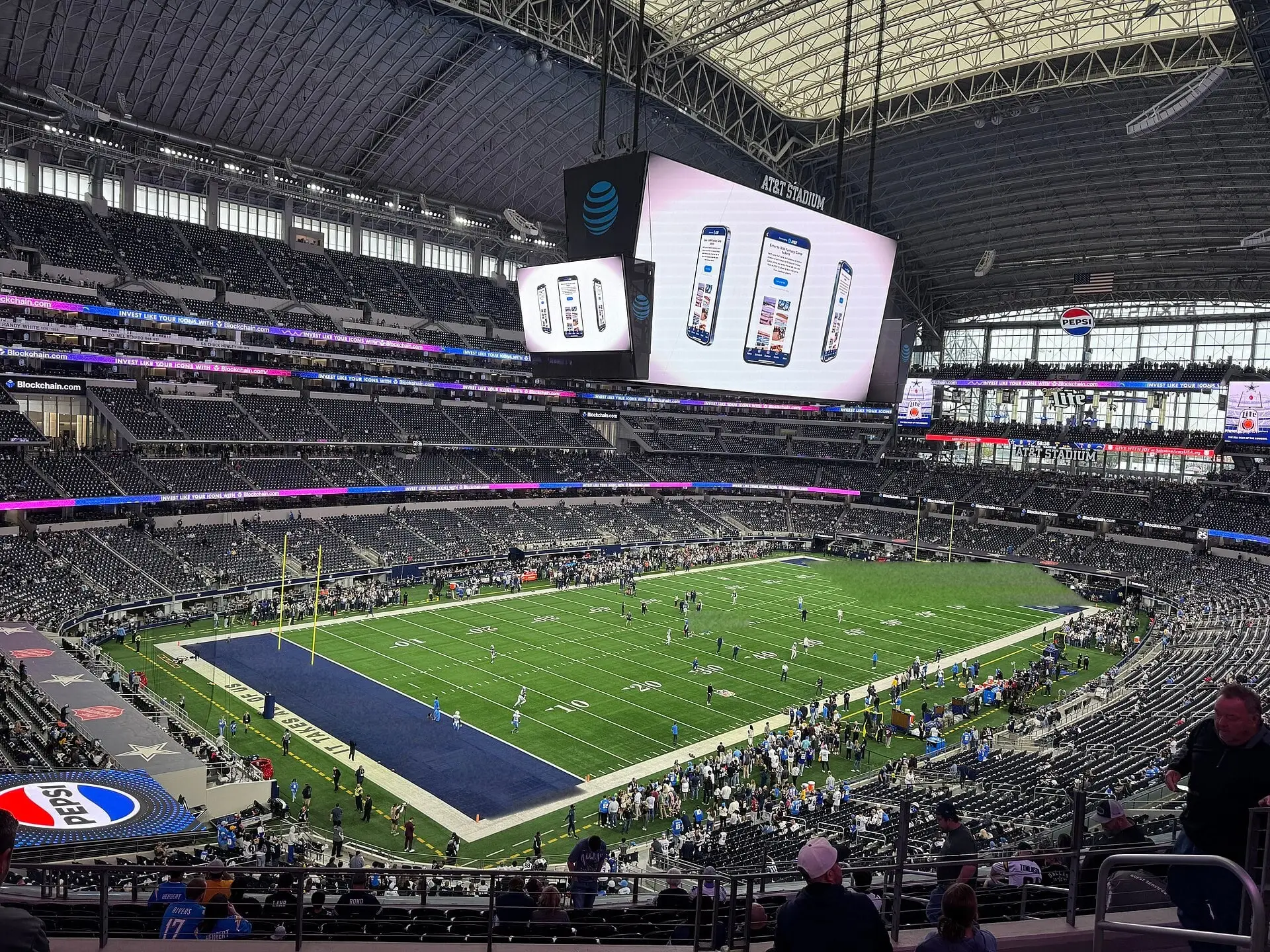Inside AT&T Stadium during the December 2025 Chargers vs Cowboys game